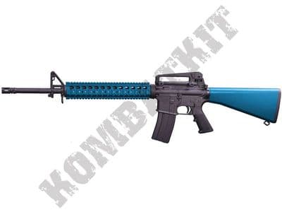 MC6620 M16A2 RIS Assault Rifle Gas Blowback Airsoft BB Machine Gun 2 Tone Blue Black