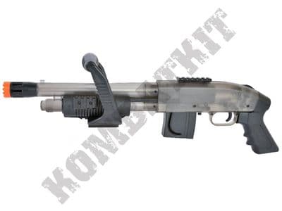 Mossberg Chainsaw BB Gun M590 Spring Airsoft Shotgun Clear Black 2 Tone Official Model