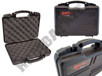 Nuprol Hard Case Black Resin for Airgun Pistol Airsoft BB Guns Lockable Wave Foam Liner 31x21cm