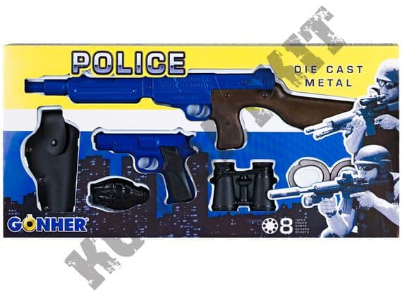 KOMBATKIT: R220 Die-Cast Metal 8 Shot Toy Cap Gun Play Set Police Blue