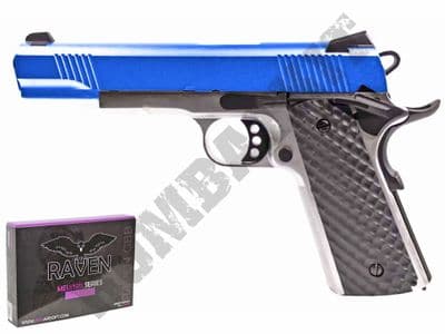 Raven MEU Airsoft Pistol Colt M1911 Replica Gas Blowback BB Gun Silver 2 Tone Metal