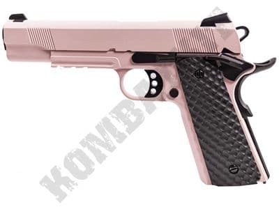 Raven MEU Railed Airsoft Pistol Colt M1911 Replica Gas Blowback BB Gun Pink 2 Tone Metal