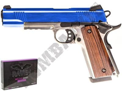 Raven MEU Railed Airsoft Pistol M1911 Gas Blowback BB Gun Bronze 2 Tone Metal