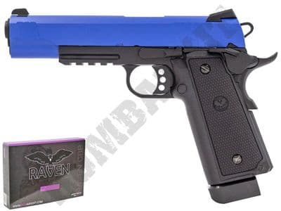 Raven R14 Hi-Capa Railed M1911 Airsoft Pistol Gas Blowback BB Gun Black 2 Tone Metal