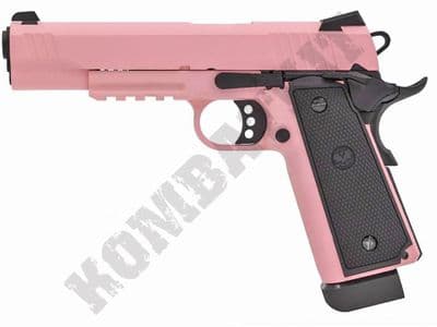 Raven R14 Hi-Capa Railed M1911 Replica Airsoft Pistol Gas Blowback BB Gun Pink 2 Tone