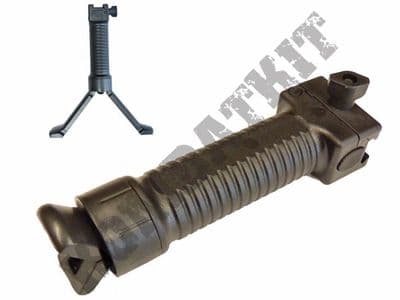 Retractable Bipod Tactical Support Foregrip Black 20mm RIS Rail Mount