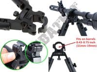 Airsoft gun air rifle sniper folding metal bipod adjustable barrel clamp mount black metal