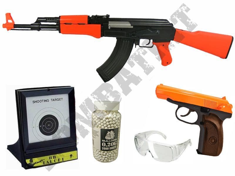 AK47 Rifle & Makarov Pistol 2 Tone Spring Airsoft BB Guns, Pellets
