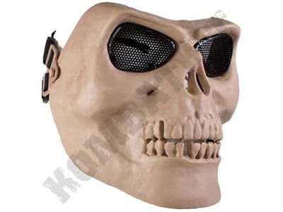 Skeleton full face airsoft safety mask with metal mesh eye protection desert tan