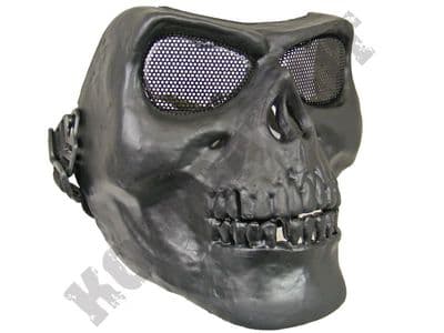 Skeleton full face airsoft safety mask with metal mesh eye protection matt black