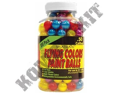 Splatmatic Flying Colour Paintballs 200 x .50 Calibre in Tub