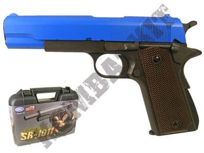 SR1911 Airsoft Pistol Colt 1911 Replica Gas Blowback BB Gun Black 2 Tone Metal
