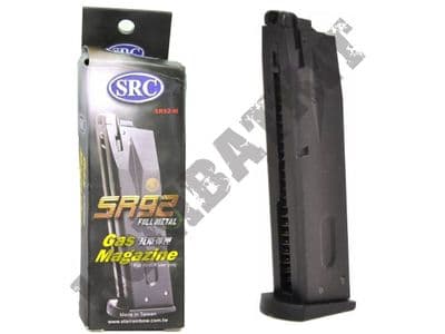 SRC SR92-M Airsoft Gun Magazine Green Gas M9 M92 Handgun GBB Black Metal