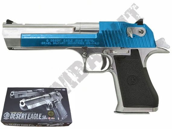 Desert Eagle 50AE BB Gun | Gas Blowback Airsoft Pistol 2 Tone Chrome | Kombatkit