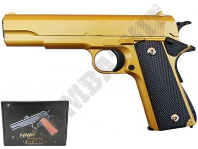 V14 Metal BB Gun Colt 1911 Replica Spring Airsoft Pistol Gold 2 Tone