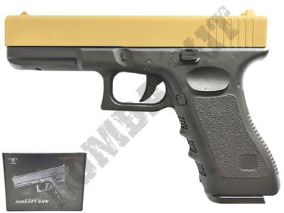 V20 Metal BB Gun 17 Style Spring Airsoft Pistol 2 Tone Gold Black