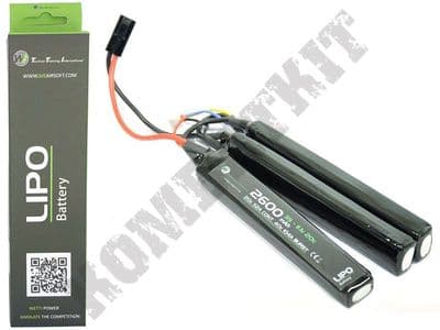WE Airsoft 11.1V Lipo 2600mAH 20c 3 Way Nun-Chuck Battery Pack Small Tamiya