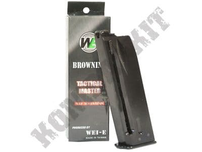 WE Airsoft B001 Browning Hi Power 20 x 6mm Round Gas Magazine Black Metal