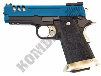 WE Hi Capa 3.8 Airsoft Pistol Velociraptor Gas Blowback BB Gun Black 2 Tone Vented Slide