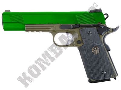 WE M1911 MEU Railed Airsoft Pistol Gas Blowback BB Gun OD Green 2 Tone Metal
