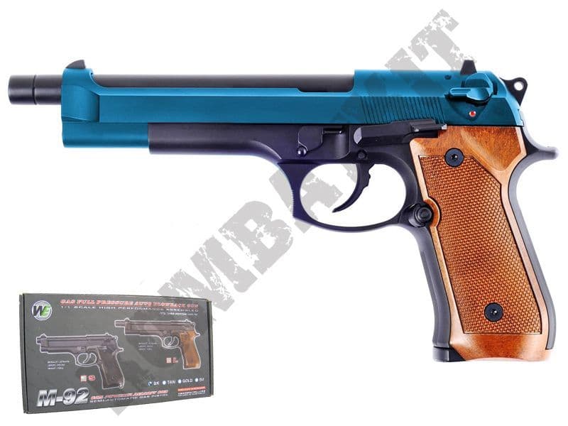 WEM005 BB Gun Beretta M92 Long Pistol Airsoft Blowback 2 Tone Blue