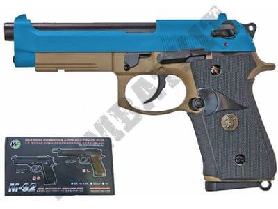 WE M9A1 Beretta Replica Airsoft Pistol CO2 Gas Blowback BB Gun Tan 2 Tone Metal