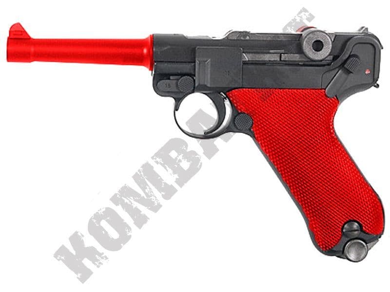 WE PO8 Gas Airsoft Pistol Luger Black 2 Tone 4 inch | Kombatkit