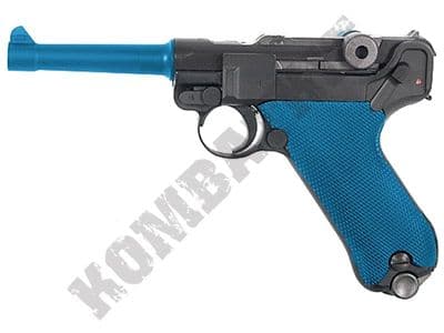 WE P08 Airsoft Pistol Luger Replica Gas Blowback BB Gun Black 2 Tone 4 inch