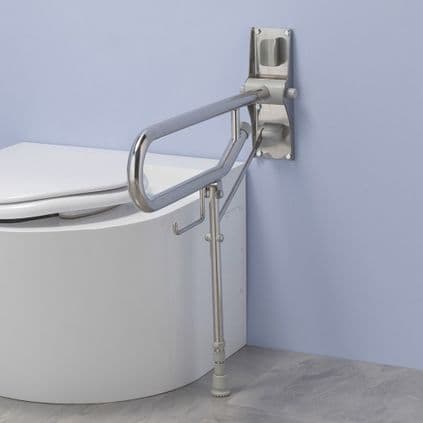 Bariatric Fold-Up Support Arm with Leg - Stainless Steel
