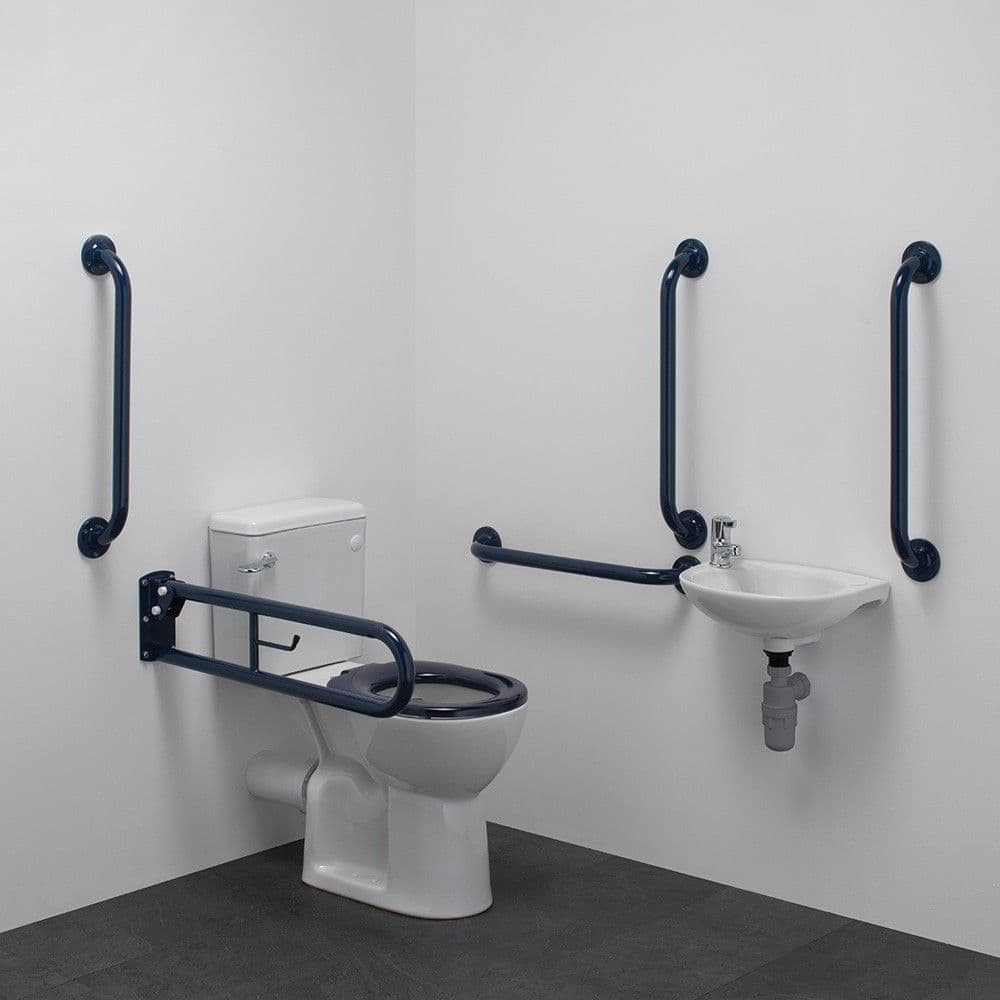 Disabled Wc Budget Close Coupled Disabled Doc M Toilet Pack - Blue