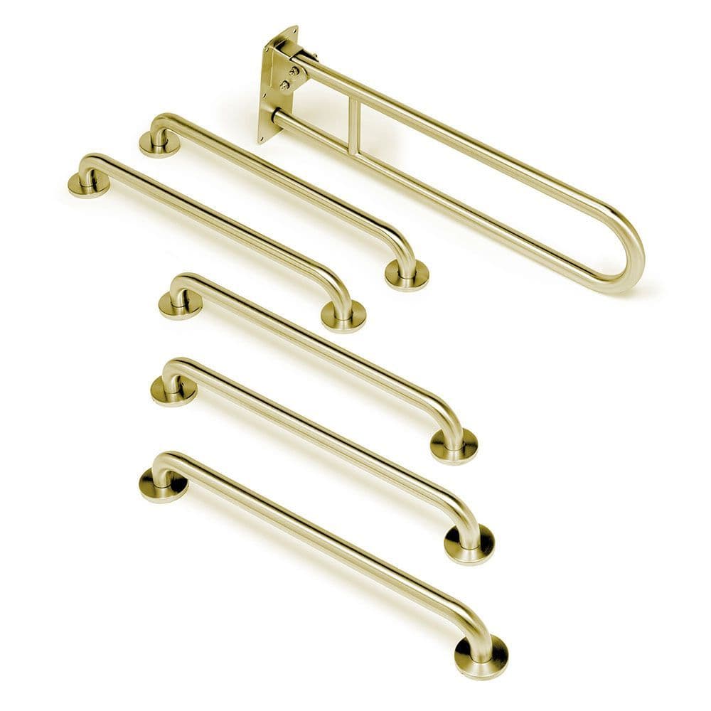 DTUK530BR Classic Brass Disabled Toilet Grab Rail Kit
