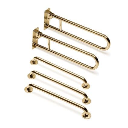 Classic Disabled Shower Grab Rail Kit - Polished Brass