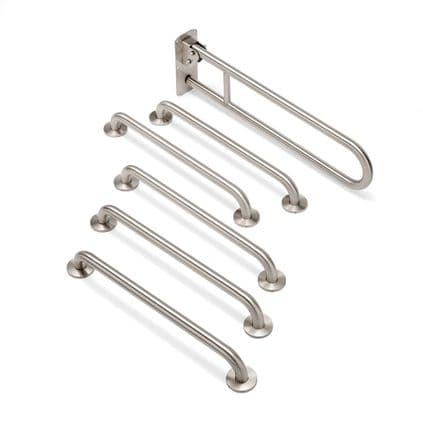 Classic Disabled Toilet Grab Rail Kit - Brushed Nickel