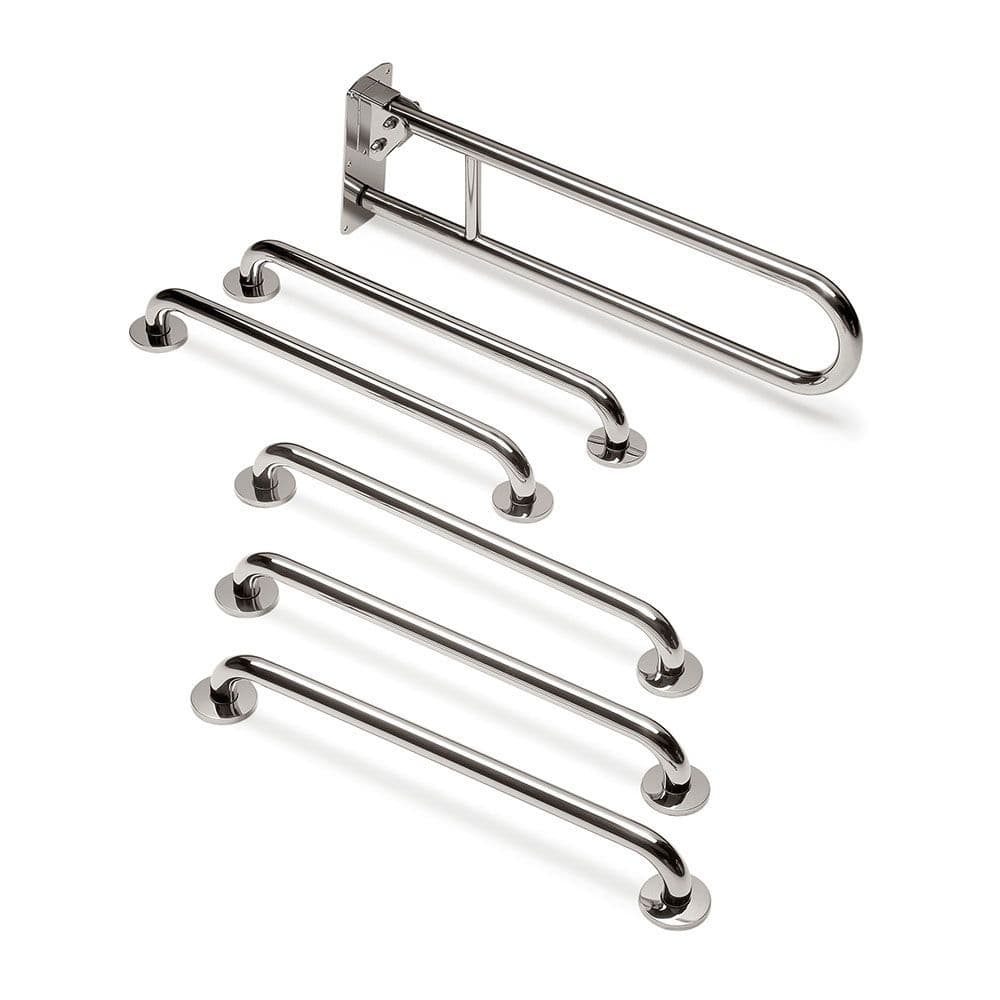 DTUK530NI Classic Disabled Toilet Grab Rail Kit - Polished Nickel