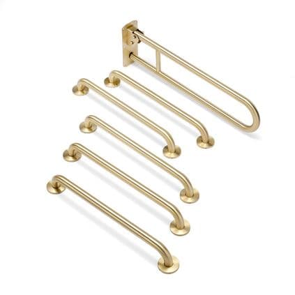 Classic Disabled Toilet Grab Rail Kit - Satin Brass