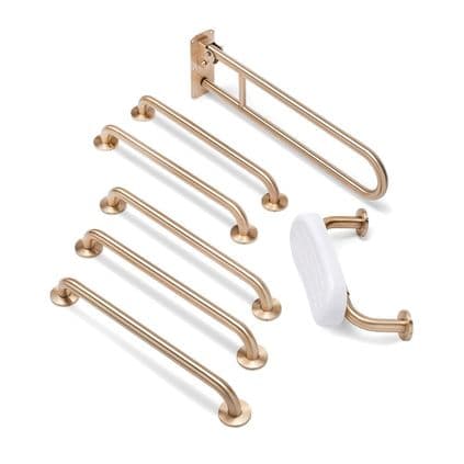 Classic Disabled Toilet Grab Rail Kit with Seat Cushion - Classic Copper