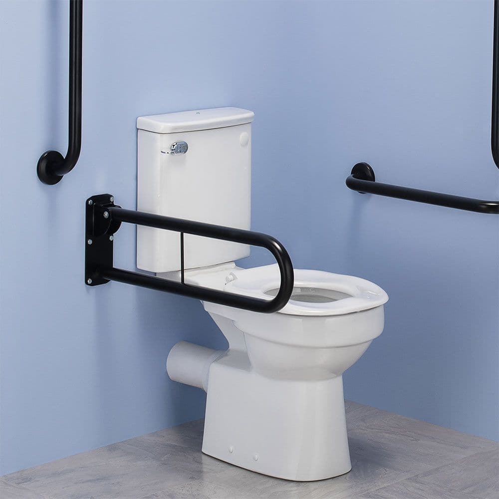Commercial Close Coupled Disabled Doc M Toilet Pack - Matt Black