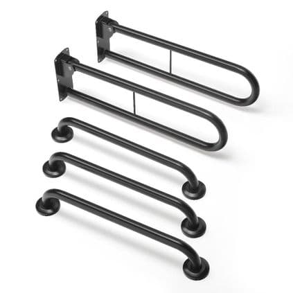 Commercial Disabled Shower Grab Rail Kit - Matt Black