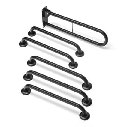 Commercial Disabled Toilet Grab Rail Kit - Matt Black