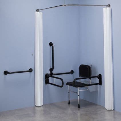Commercial Doc M / DDA Shower Pack & Curtains - Matt Black