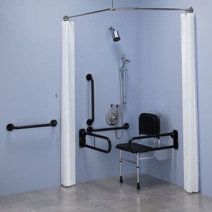 Commercial Doc M / DDA Shower Pack with Concealed Shower Valves - Matt Black