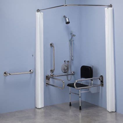 Commercial Doc M / DDA Shower Pack with Concealed Shower Valves - Polished Stainless Steel