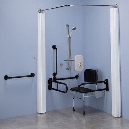 Commercial DOC M Disabled Shower Room Pack With Electric Shower - Matt Black