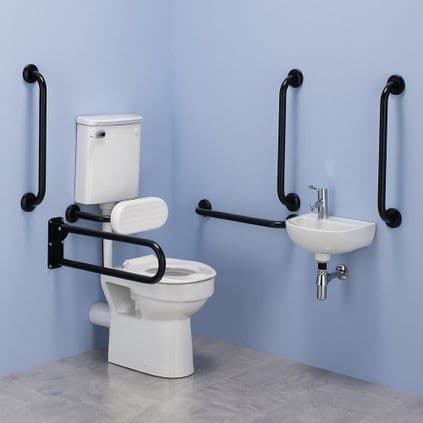 Commercial Low Level Disabled Doc M Toilet Pack - Matt Black