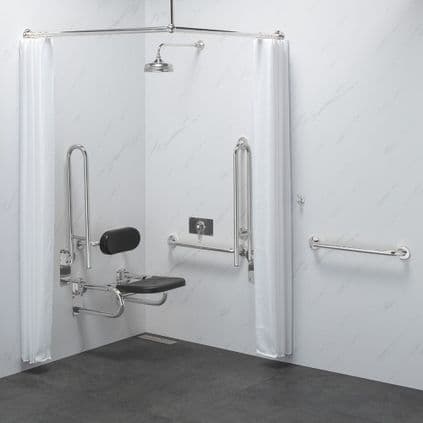 DTUK7023 CLASSIC DOC M / DDA DISABLED SHOWER PACK & FIXED SHOWER HEAD & CURTAINS - BLACK