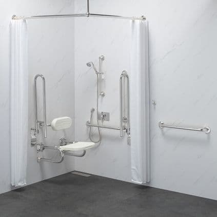 DTUK7024 CLASSIC DOC M / DDA DISABLED SHOWER PACK & ADJUSTABLE SHOWER HEAD & CURTAINS - WHITE