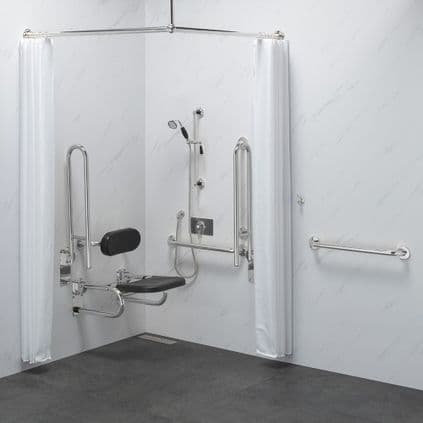 DTUK7025 CLASSIC DOC M / DDA DISABLED SHOWER PACK & ADJUSTABLE SHOWER HEAD & CURTAINS - BLACK