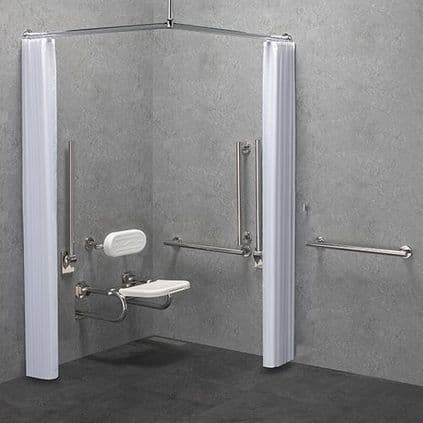 DTUK7030 Modern DOC M / DDA Disabled Shower Pack & Curtains - White