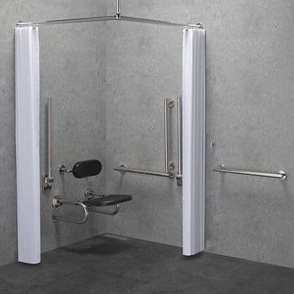 DTUK7031 Modern DOC M / DDA Disabled Shower Pack & Curtains - Black