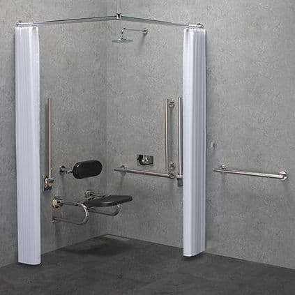 DTUK7033 Modern DOC M / DDA Disabled Shower Pack & Fixed Shower Head & Curtains - Black